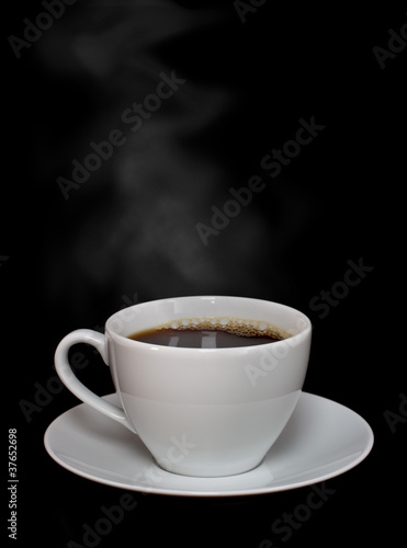 Hot coffee with steam