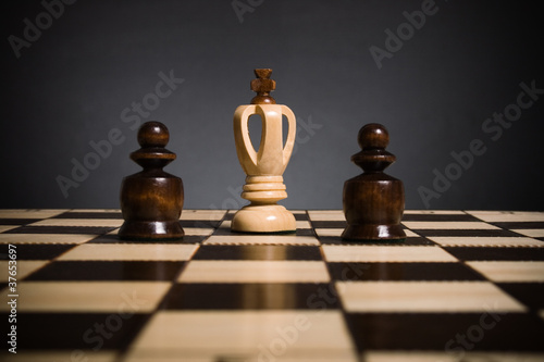 Chess.Two black pawns against the white king.
