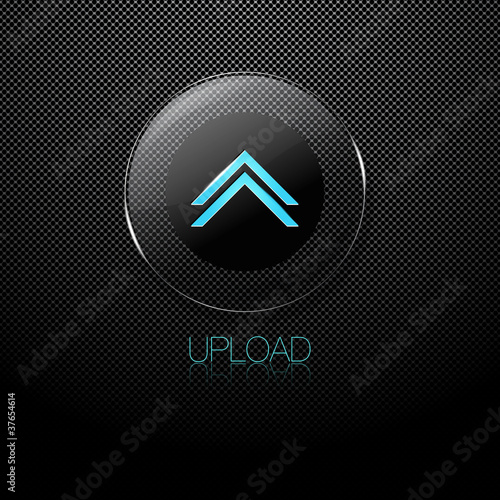Metal background with glass UPLOAD button