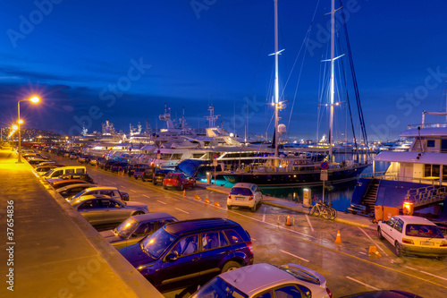 Floisvos marina at dusk, Piraeus, Greece