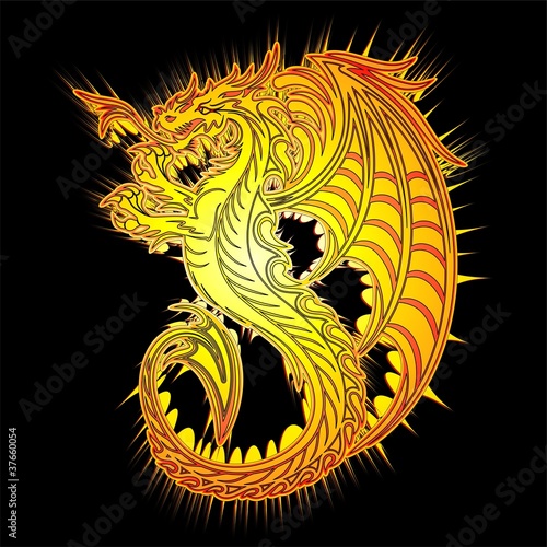 Drago d'Oro Simbolo-Golden Dragon Symbol Background-2012