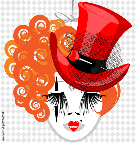 image of an eccentric dame in red hat