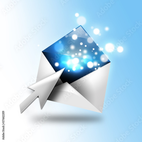 Email Letter With Sparkles and Arrow