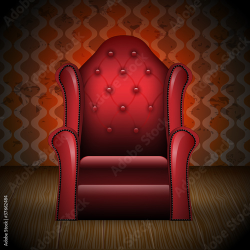 Illustration of vintage armchair in room
