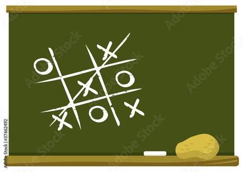 tic tac toe game on chalkboard