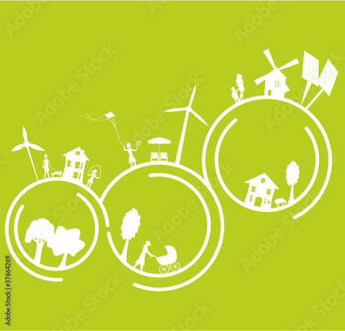 mère et enfant dans un monde écologique