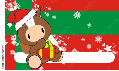 horse baby cartoon xmas background