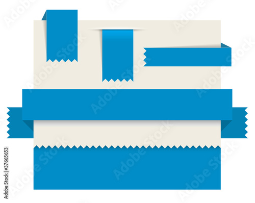Blue paper tags - Vector ribbons