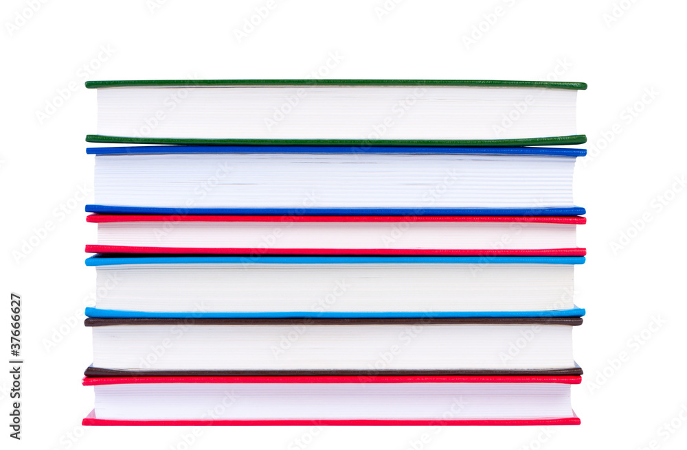 Stack books with color covers, isolated on white background. Stack books with color covers, isolated on white background.