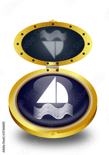 Sailing boat button (vector)