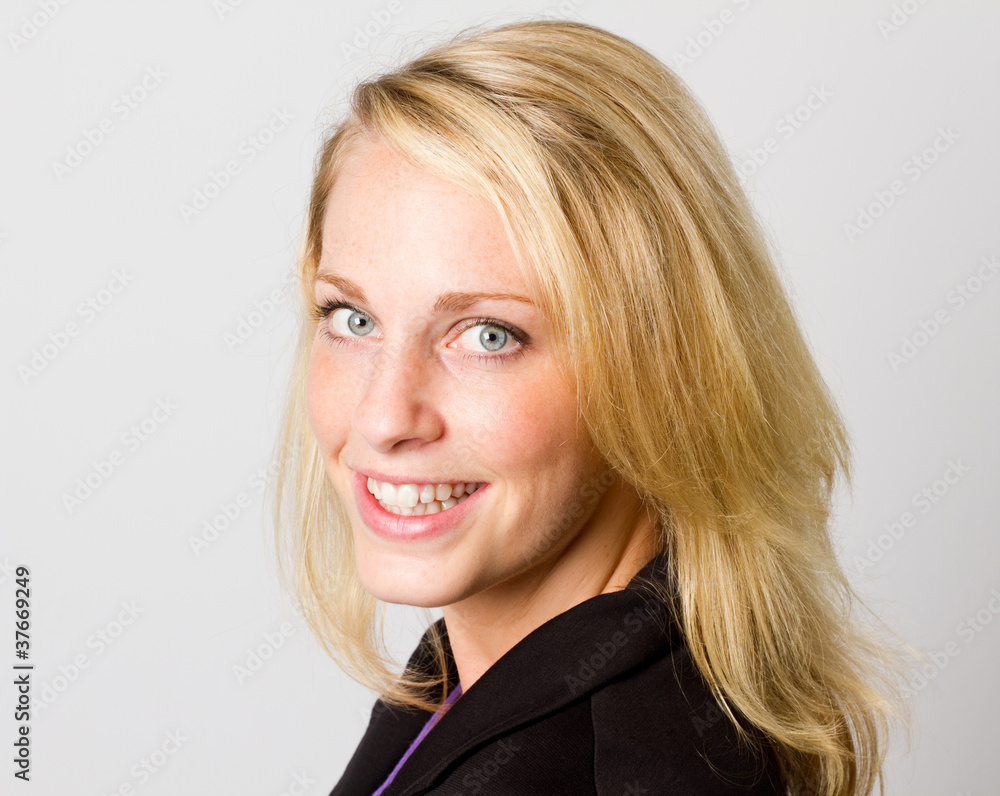 Close up headshot of young attractive blonde Close up headshot of young attractive blonde