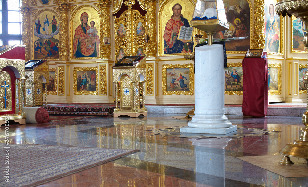 Interior of a Orthodox church in Kiev