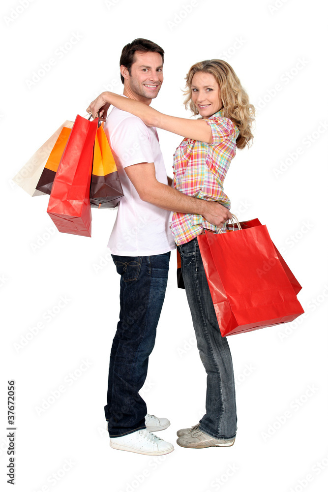 Couple with store bags
