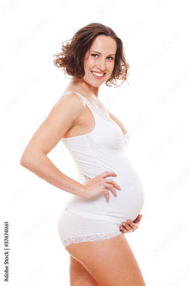 pregnant woman in white lingerie pregnant woman in white lingerie