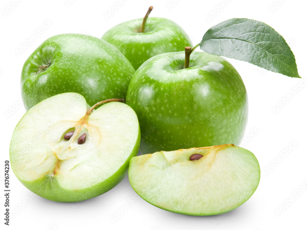 Green apples isolated on white Green apples isolated on white