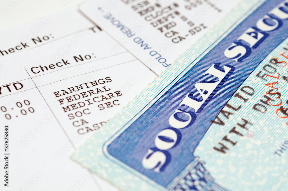 © chuck - Social secruity cards with statements. © chuck - Social secruity cards with statements.