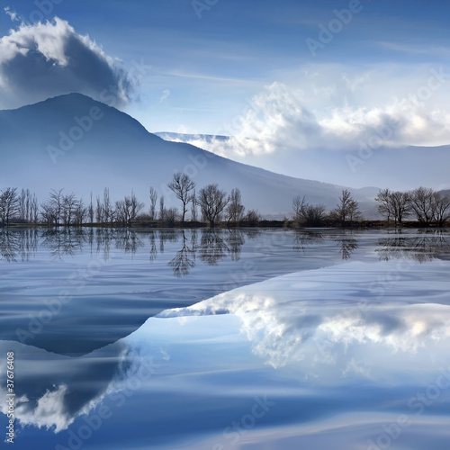 Tranquil mountain landscape with a lake © Sunny Forest