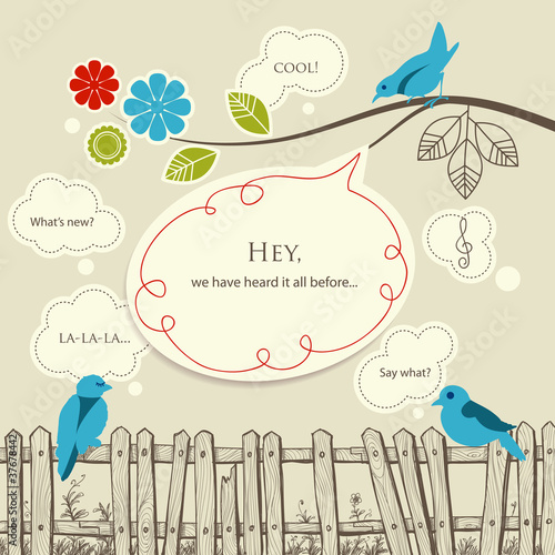 Blue birds talking communication concept