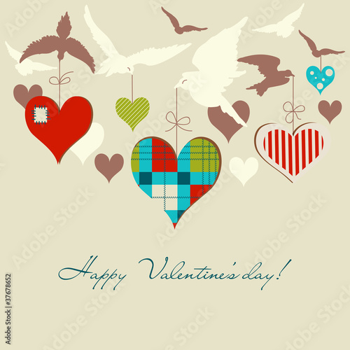 Birds and hearts vector illustration