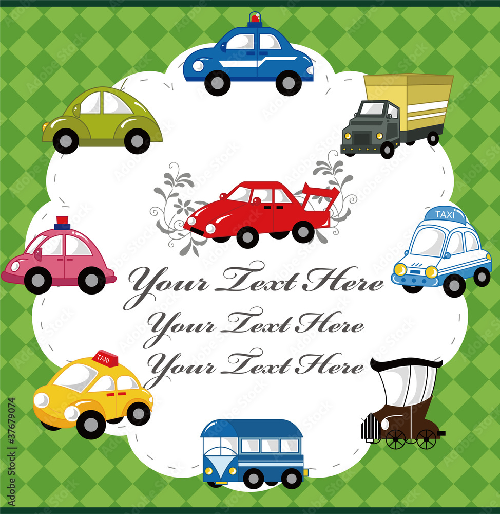 cartoon car card cartoon car card