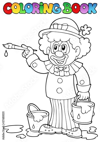 Coloring book with cheerful clown 2