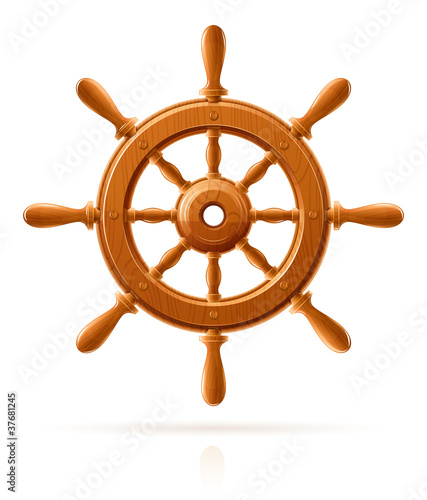 ship wheel marine wooden vintage  vector illustration isolated