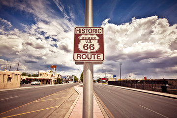 Aluminium schilderij Route 66 Historisch Route 66 wegbord USA  © Andrew Bayda