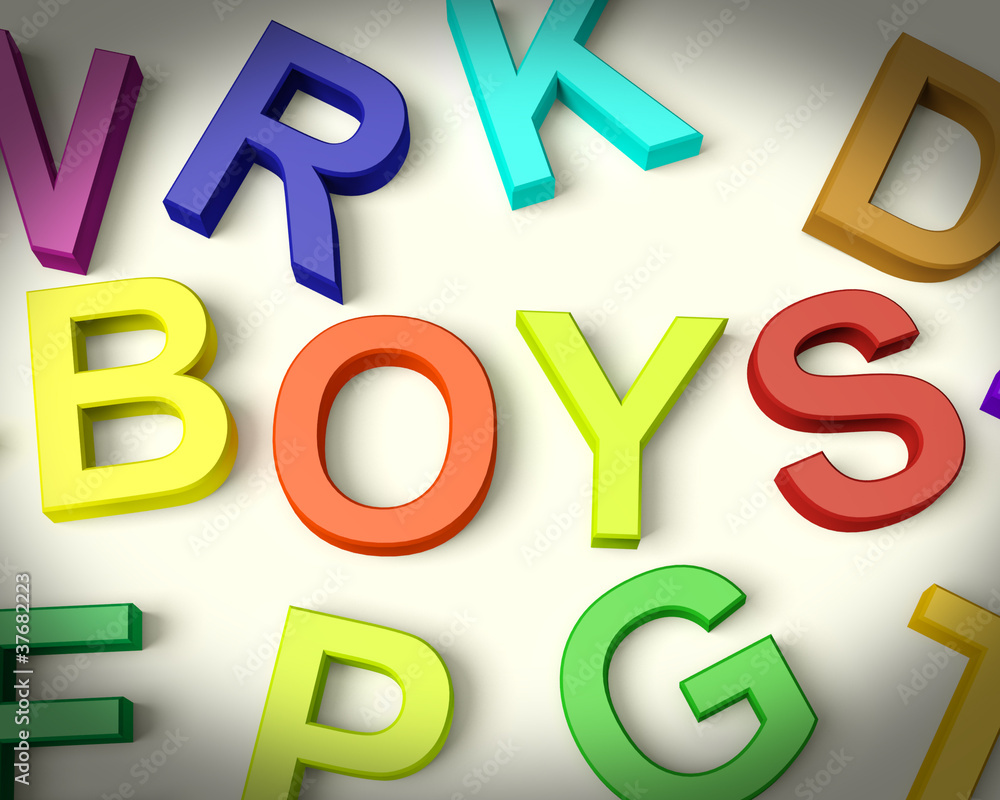 Boys Written In Multicolored Plastic Kids Letters