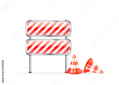 cones and striped barrier