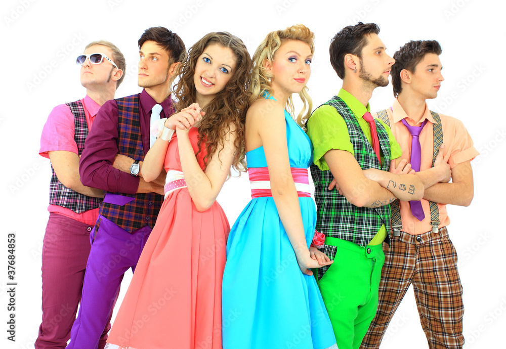 Group of the young smiling people.