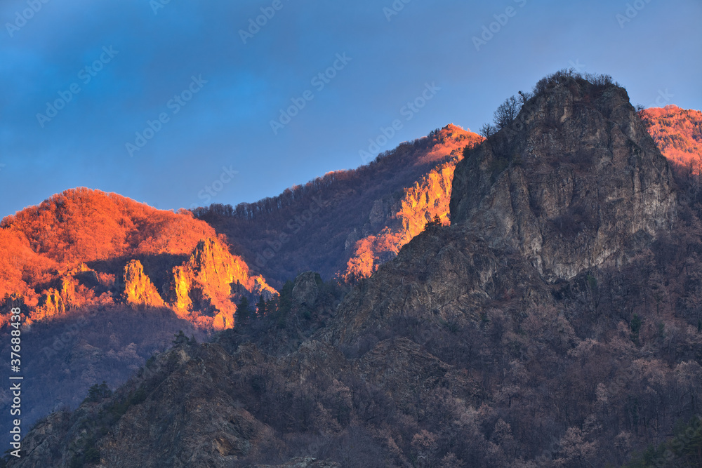 sunrise on a mountain slope