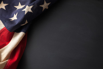 Vintage American flag on a chalkboard
