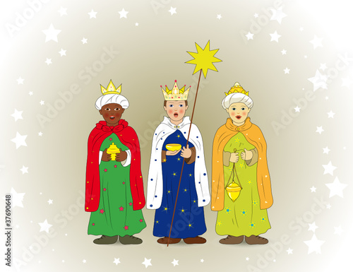 Vászonkép Sternsinger als Heilige Drei Könige