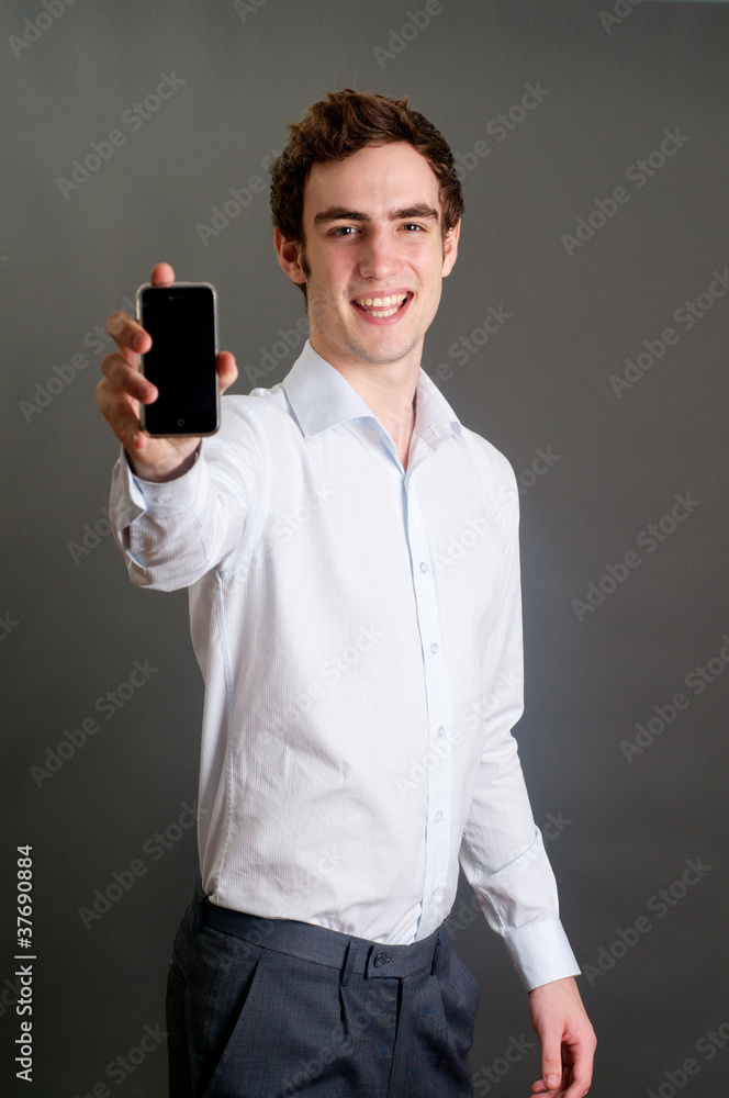 man holding a cell phone