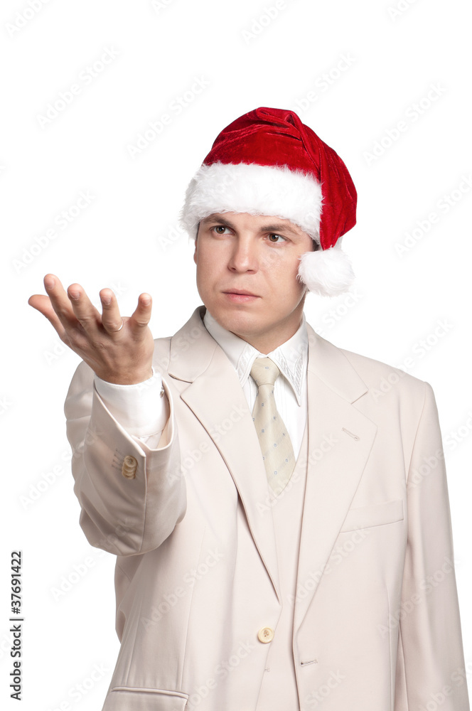 Portrait of man in santa hat