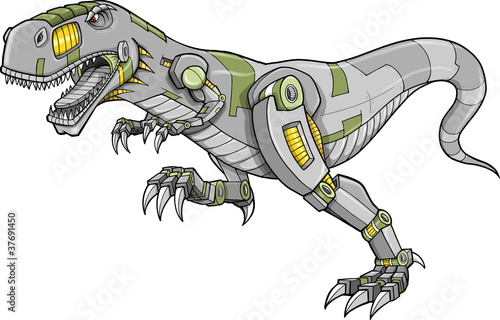Robot Tyrannosaurus Dinosaur Vector Illustration