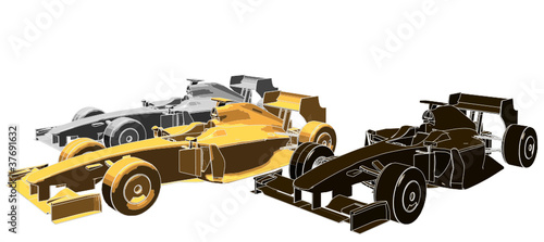 Golden Silver Bronze Race Car Vector 13