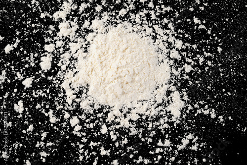 Flour on Black Background