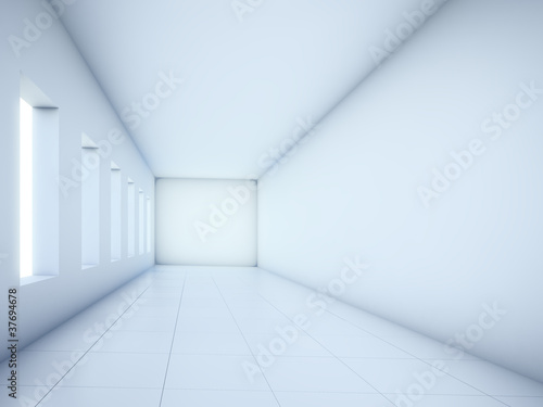 Empty white corridor