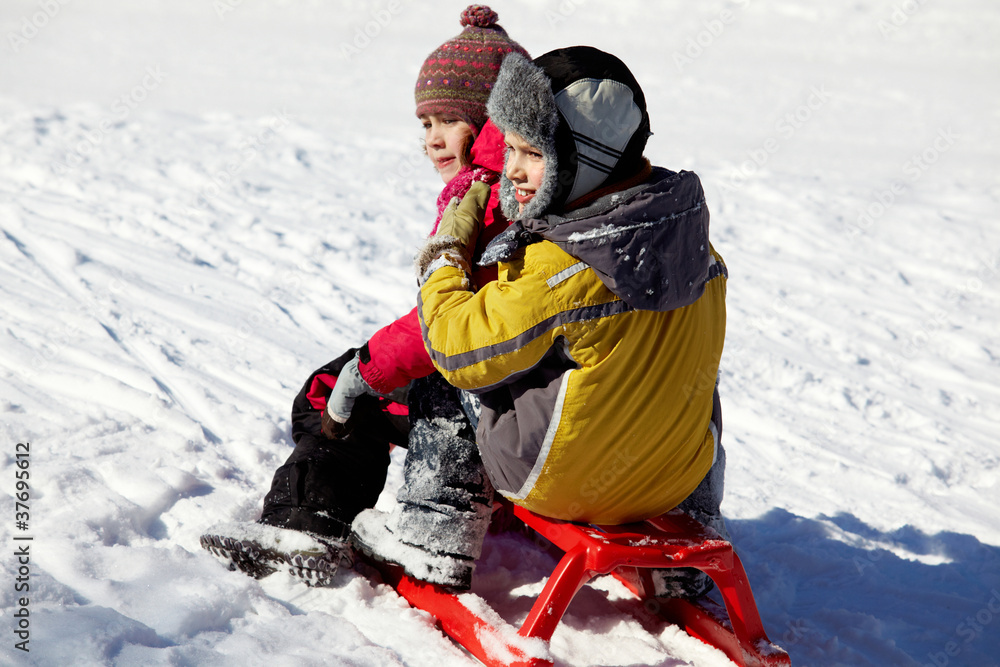 Kids on sledge Kids on sledge