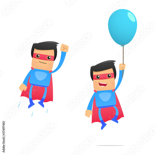 set of funny cartoon superhero