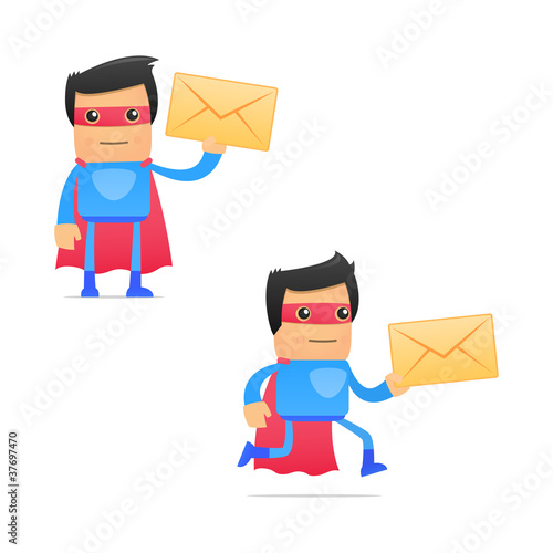 set of funny cartoon superhero