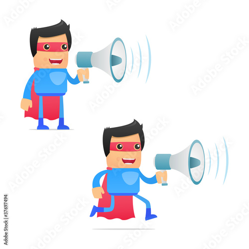 set of funny cartoon superhero