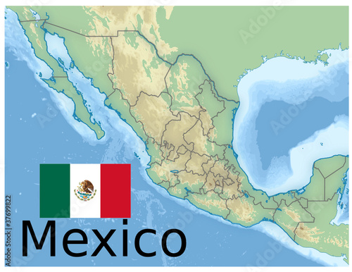 mexico emblem map flag coat