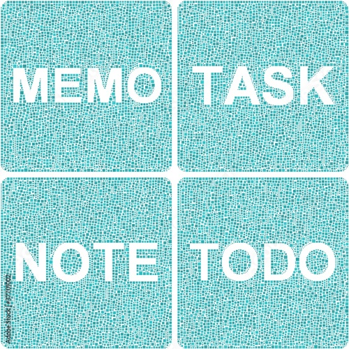 Memo, Task, Note, To do signs in four mosaics