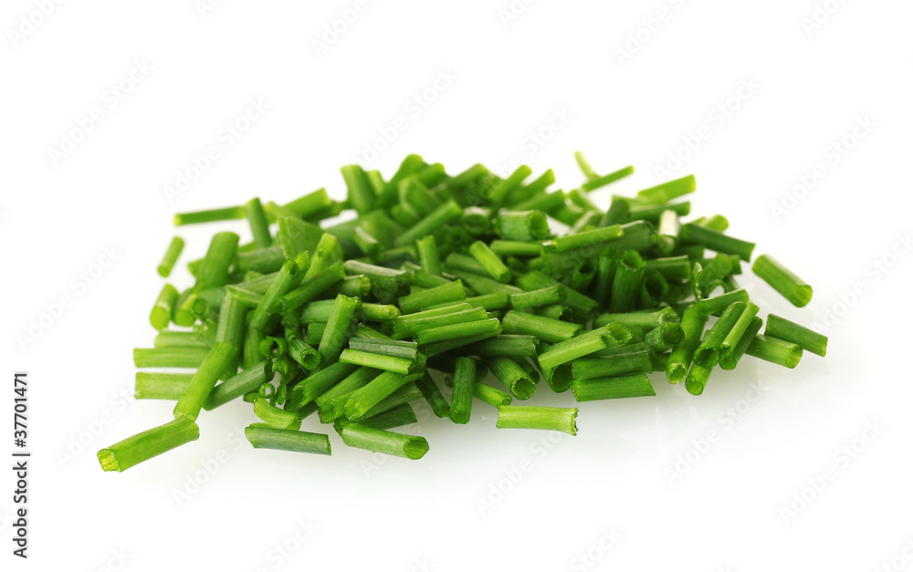 beautiful green onion chives isolated on white beautiful green onion chives isolated on white