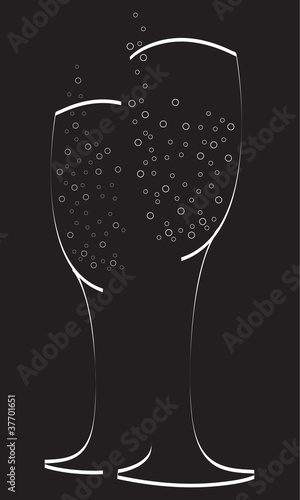 Abstract Champagne Glasses reversal