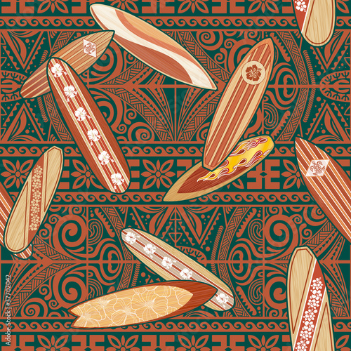 Tribal surfboards seamless pattern