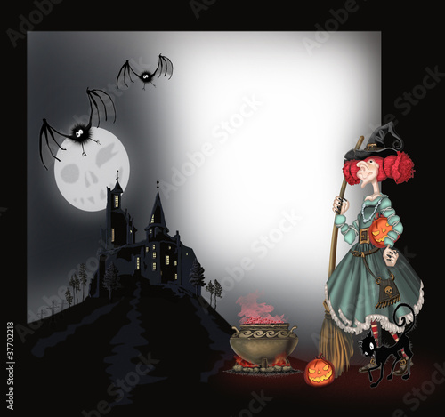 Background with a witch for Halloween