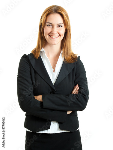 Businesswoman portrait isolated on white